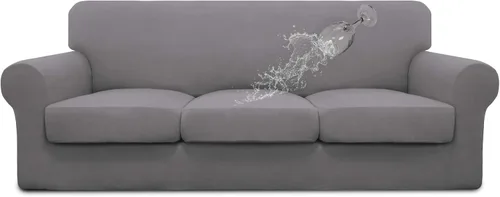 Vista 73 de Easy-Going Funda de sofá 100% impermeable doble de 3 piezas, elástica, suave, para perros, para sofá de 2 cojines separados, protector de muebles a