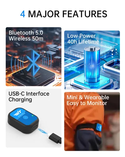 Vista 5 de Acelerómetro + Inclinómetro Bluetooth 5.0 WT9011DCL MPU9250 Giroscopio de 9 ejes de alta precisión + Ángulo (Precisión XY 0.2°) + Magnetómetro