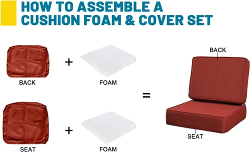 Vista 3 de ARTPLAN Cojines de asiento profundos para muebles de exterior, juego de cojines de asiento gruesos de 24 x 24 x 6 pulgadas, cojines de asiento