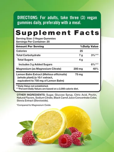 Vista 2 de Nature's Truth Gomitas de magnesio para adultos 200 mg 60 unidades Suplemento vegano, sin OMG y sin gluten Citrato de magnesio de absorción