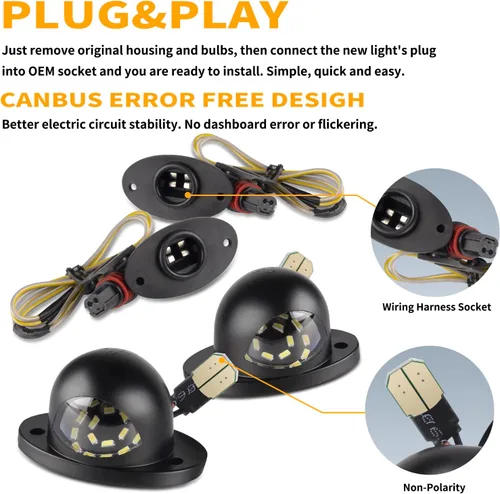 Vista 3 de Gempro Luces LED para Placa de Matrícula Trasera del Parachoques con Arnés de Cableado con Conector Pigtail para Camioneta Pickup Dodge Ram