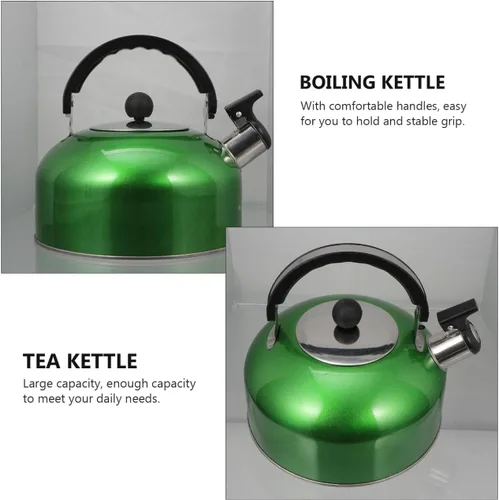 Vista 5 de Cabilock Hervidor de té silbante de acero inoxidable, 3.0 L, hervidor de té para cocinas de gas e inducción, mango ergonómico, gran capacidad
