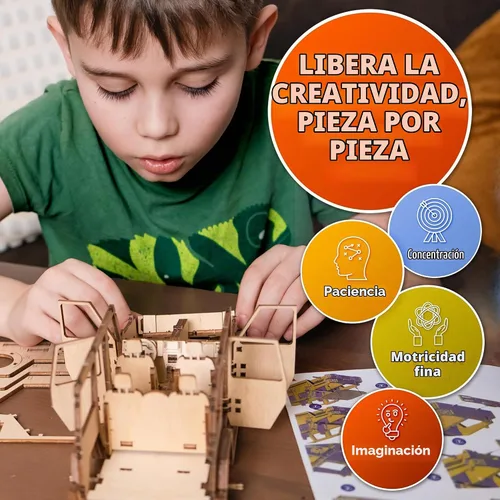 Vista 3 de CG GAMES - Rompecabezas de madera 3D, kit de modelo de automóvil RoverPlex F9 Jeep. Kit de bricolaje de vehículos de autoconstrucción, modelos