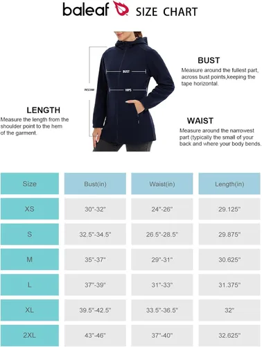 Vista 7 de BALEAF Chaqueta larga de forro polar con capucha y cremallera completa para mujer, abrigo de invierno suave y ligero
