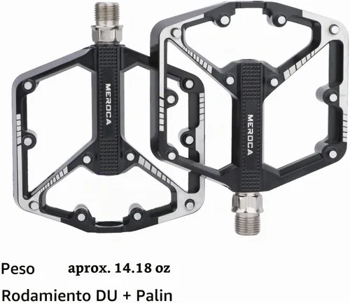 Vista 3 de MEROCA Pedales de bicicleta de montaña Pedales de aluminio DU+ Perrin Pedales de aluminio Estriberas