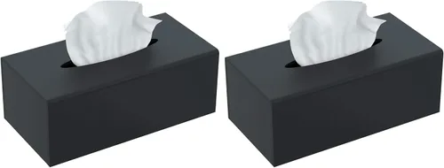 Vista 11 de FEMELI Cajas de pañuelos cuadradas de acrílico negro mate para baño