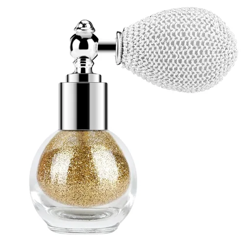 Vista 17 de KYDA Spray en polvo iluminador, spray de purpurina de alto brillo, maquillaje en polvo brillante, para cosméticos con purpurina facial y corporal