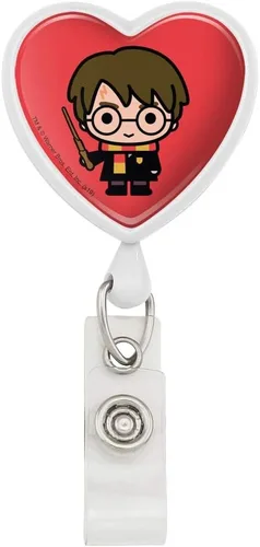 Vista 15 de Harry Potter lindo patrón Chibi corazón cordón retráctil carrete insignia tarjeta de identificación titular