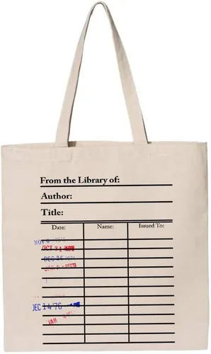 Vista 2 de Universal Zone Bolsa para tarjetas de biblioteca. Tarjetero con sellos de vencimiento de día. Bolsa para libros, Beige