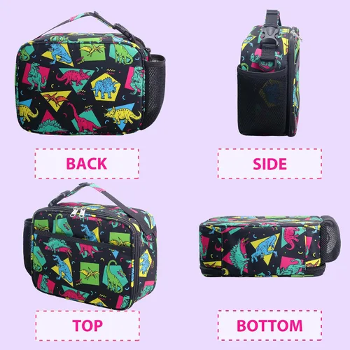 Vista 3 de RLGPBON Lonchera para Niños, Lonchera con Aislamiento Térmico para Niños y Niñas, Bonita Bolsa de Almuerzo y Lonchera Reutilizable para Niños