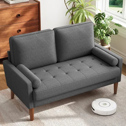Vista 11 de Vesgantti Sofá de dos plazas con patas de madera maciza, sofás pequeños de 48 pulgadas para espacios pequeños, asiento de dos plazas para sala