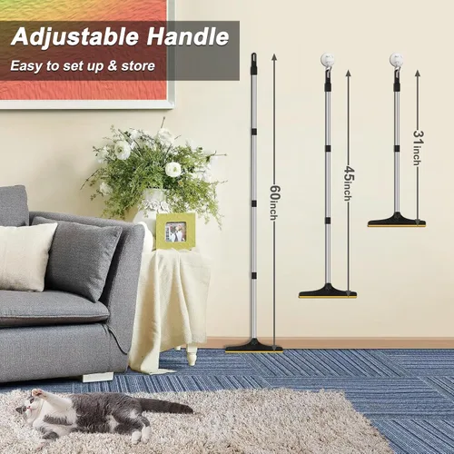 Vista 5 de Rastrillo de alfombra B-Land para depilación de mascotas, escoba raspadora de alfombras reutilizable Pet Hair Remover with 60” Adjustable Long