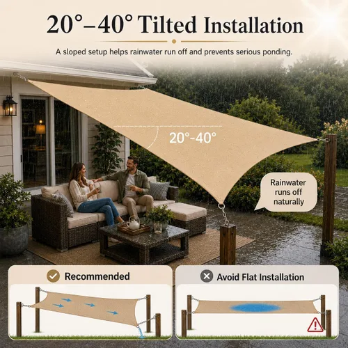 Vista 5 de ShadeMart Toldo impermeable triangular de 12 x 12 x 12 pies, color beige, toldo con 95% resistente a los rayos UV, para patio, terraza, balcón