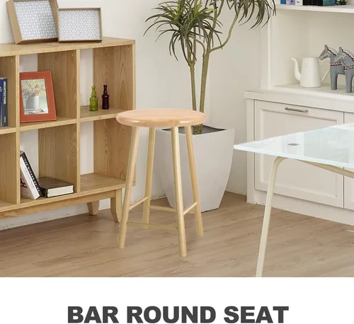 Vista 3 de BESPORTBLE Taburete de bar de madera de repuesto para taburete de bar de 11.6 pulgadas, asiento de madera redondo, accesorios de reparación