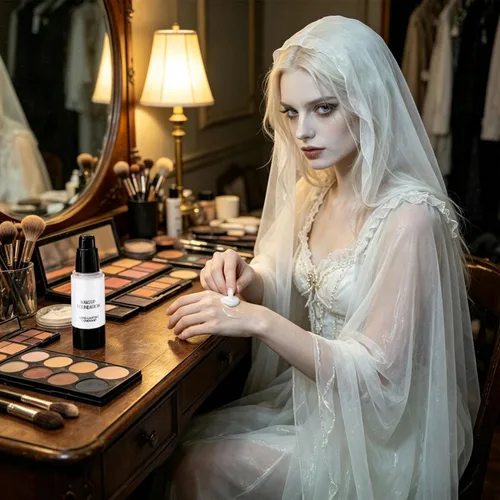 Vista 2 de Base de maquillaje blanca - bomba de prensa, base líquida - 1 fl oz crema
