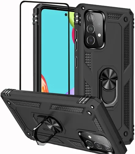Vista 10 de Compatible con Samsung Galaxy A52 5G, A52S 5G, A52 4G, con protector de pantalla HD, anillo de metal giratorio de 360 grados, absorción de golpes