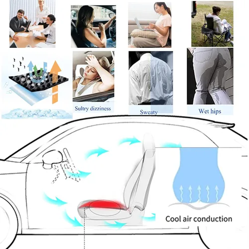 Vista 5 de Enfriador de asiento de automóvil con puerto USB ventilado con función de arranque y parada automática, cojín de asiento de automóvil para todos