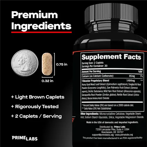 Vista 3 de Prime Labs - Potenciador de testosterona para hombres - Potenciador de estamina, resistencia y fuerza - 60 cápsulas