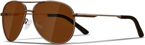 Vista 26 de Gafas de sol polarizadas aviador para hombre y mujer Marco A1-Negro Lente Gris