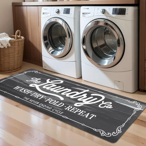 Vista 9 de Pauwer - Alfombra de cocina estilo granja, 20"X48", beige, antideslizante, lavable, hecha a máquina Goma, lavable, duradero, fácil de limpiar
