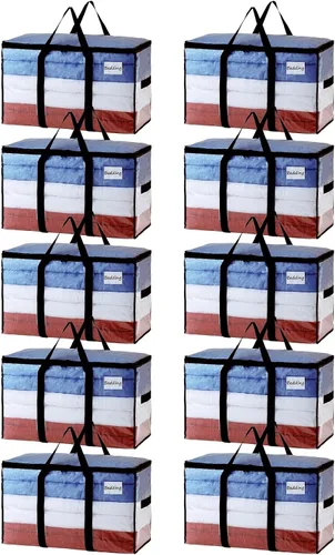 Vista 42 de TAILI - Bolsas de mudanza extra grandes, paquete de 10 bolsas negras resistentes para almacenamiento con ventana visible, asas envolventes