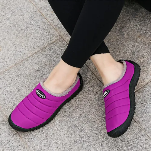 Vista 6 de UBFEN Mens Womens Winter Warm Slippers with Fuzzy Plush Lining Slip on House Shoes Indoor Outdoor Anti-Skid Rubber Sole