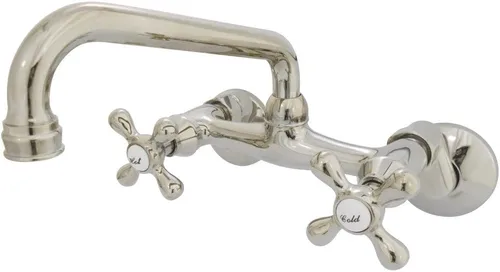 Vista 9 de Kingston Brass KS213C Kingston - Grifo de cocina con dos manijas para montaje en pared, cromo pulido