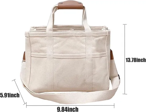 Vista 5 de Tenbip Bolsa de lona con compartimentos, múltiples bolsillos, bolsa para mamá, bolsa de hombro, bolsa de almuerzo cruzada para mujer