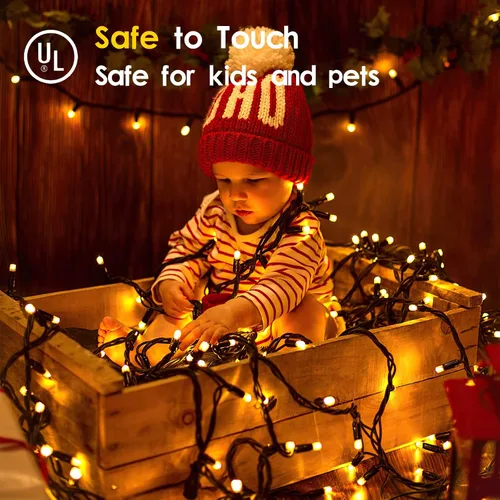 Vista 4 de Techip 300 luces LED para árbol de Navidad al aire libre, luces de Navidad blancas cálidas para exteriores impermeables centelleantes, alambre