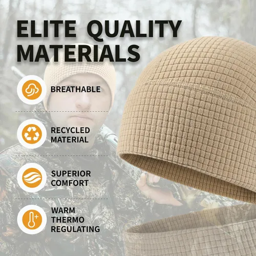 Vista 3 de 2 Pack Grid Fleece Beanie Watch Cap Waffle Beanie Tactical Army Military Skull Cap, All Weather Beanie