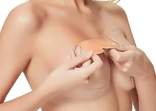 Vista 5 de RULASIN Fundas sin pezón, cinta de silicona para levantamiento de senos, brasier invisible adhesivo reutilizable para mujer