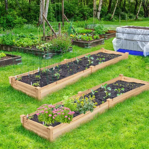 Vista 2 de Kit de jardinería Giantex, tipo cama de madera, para cultivar plantas y vegetales, Madera