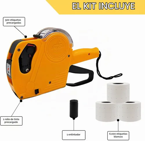 Vista 5 de JayCo Pro x MoTEX Labels 1 línea 8 dígitos etiqueta precio pistola kit