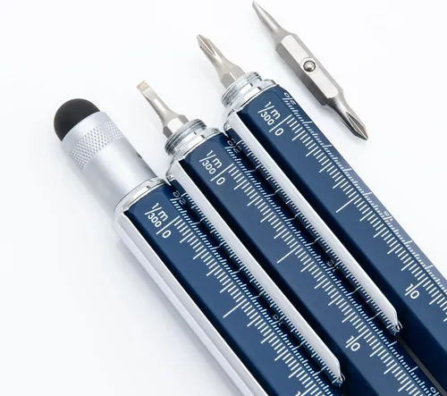 Vista 9 de Monteverde USA 9 en 1 - Pluma estilográfica en azul – Punta media, bolígrafo multifuncional con lápiz capacitivo, destornilladores, nivel y regla