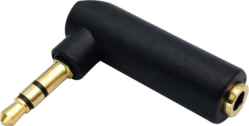 Vista 6 de Adaptador de conector de 0.138 in en ángulo recto de 90 grados, 3 polos de 0.138 in TRS Audio estéreo macho a hembra adaptador de extensión