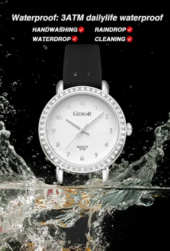 Vista 4 de Women's Quartz Watch, Crystal Rhinestone Bezel, Waterproof Analog Display, Ladies Variety Colors Silicon Jelly Casual Dress Wristwatch for Nurse