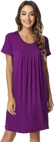 Vista 9 de NACHILA Nightgowns for Women-Viscose Made from Bamboo, Pleated Sleepwear. A-aqua Green