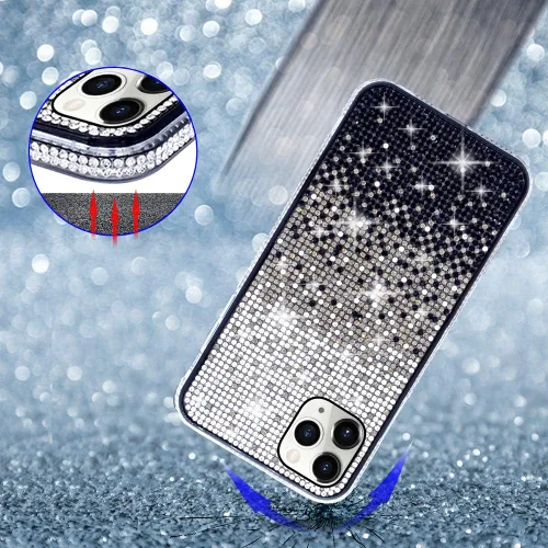 Vista 5 de LUVI Compatible con iPhone 13 Pro Max Bling Case Cute Glitter Diamond para mujeres y niñas, diamantes de imitación brillantes, parachoques