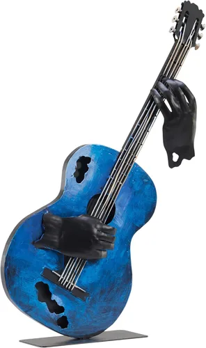 Vista 11 de SunBlogs Art - Decoración de guitarra de metal de 23 pulgadas de alto, escultura musical hecha a mano (negro) Hand-painted Metal Statue, Western