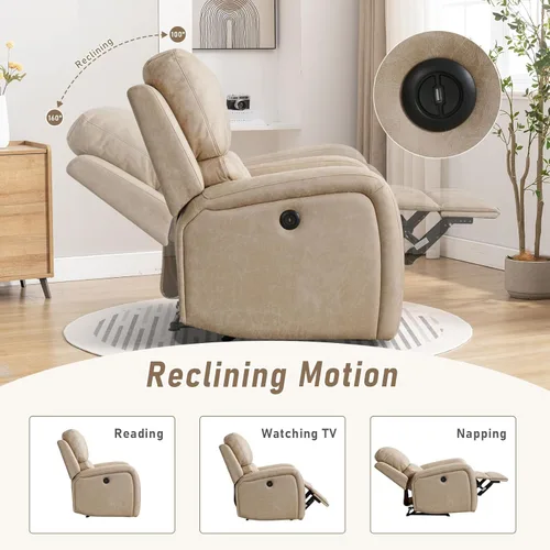 Vista 5 de HAOMARKETS Silla reclinable eléctrica, sofás reclinables de piel sintética suave con respaldo acolchado, sofá reclinable individual superrelleno