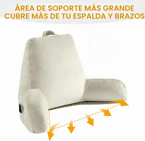 Vista 5 de OAISZ - Almohada de lectura para sentarse en la cama para adultos, almohada de lectura con espuma viscoelástica triturada, almohada de cama con Beige