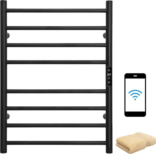 Vista 9 de KEG Calentador de toallas montado en la pared con temporizador incorporado 4 barras de acero inoxidable eléctrico calentado toallero para baño