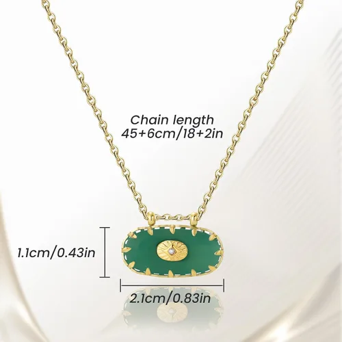 Vista 2 de ANBUY Collar con colgante retro verde para mujer, regalo de joyería, regalo de aniversario y cumpleaños para mujer, chapado en oro de 18 quilates