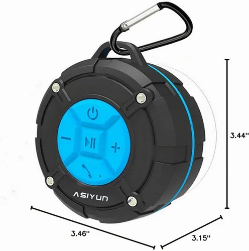 Vista 8 de Bocina para regadera con Bluetooth de ASIYUN, portátiles, a prueba de agua con sonido IPX7 HD, Ventosa, bocina con micrófono incorporado, Manos