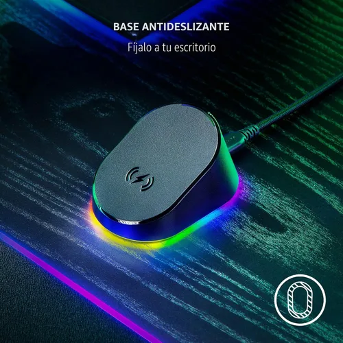 Vista 5 de Razer Mouse Dock Pro con Puck de Carga Inalámbrica: Carga Inalámbrica Magnética - Transceptor HyperPolling 4K Hz Integrado - Base Antideslizante