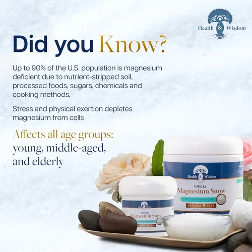 Vista 5 de Health and Wisdom Magnesium Snow - Polvo de carbonato de magnesio fino para el cuidado facial, corporal y bucal - Absorción mejorada para tonificar