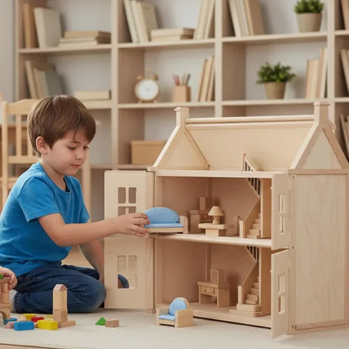 Vista 8 de PlanToys® Juego clásico de sala de estar para jugar en el mundo pequeño inspirado en Montessori Narración imaginativa, interacción social y juego