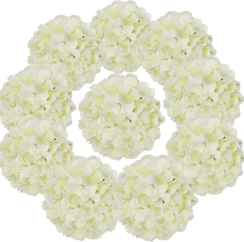 Vista 24 de Cabezales artificiales de hortensias de seda para decoración de bodas caseras, 10