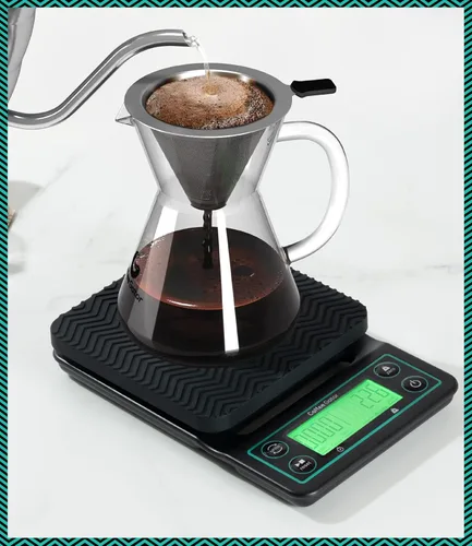 Vista 5 de Coffee Gator Báscula de café de precisión de 0.00 oz con temporizador, báscula digital de 6.6 lbs, gran pantalla LCD, pesaje de cocina