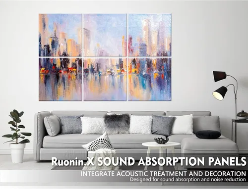 Vista 2 de Paquete de 6 paneles de pared acústicos artísticos decorativos, mejor tratamiento acústico que la espuma, paneles de pared de alta calidad